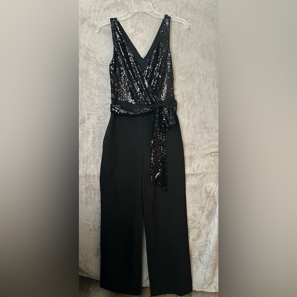 Ralph Lauren Black Sequin Jumpsuit Dress Size 2 NWT